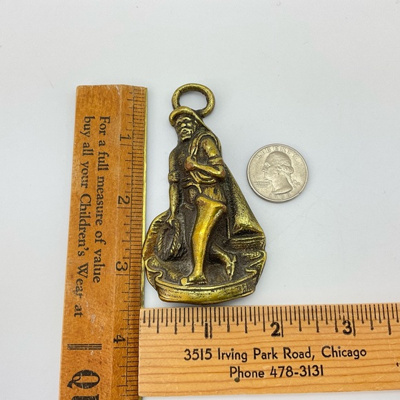 Vintage Brass Fisherman Figure, Home Decor, Ornament, Sailor Figurine, Steampunk - Picture 3 of 9